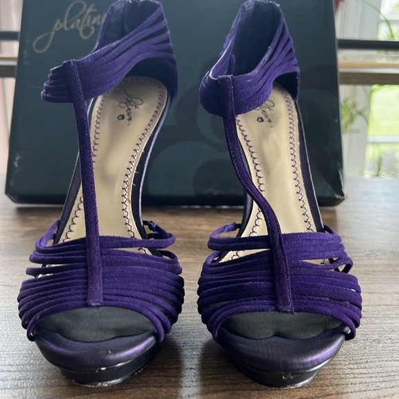 Platinum 5 inch stiletto heel purple suede sandals size 8 1/2 - Picture 8 of 11
